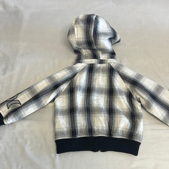 Hurley Black and White Plaid Hoodie Sweatshirt - Picture 6 of 8